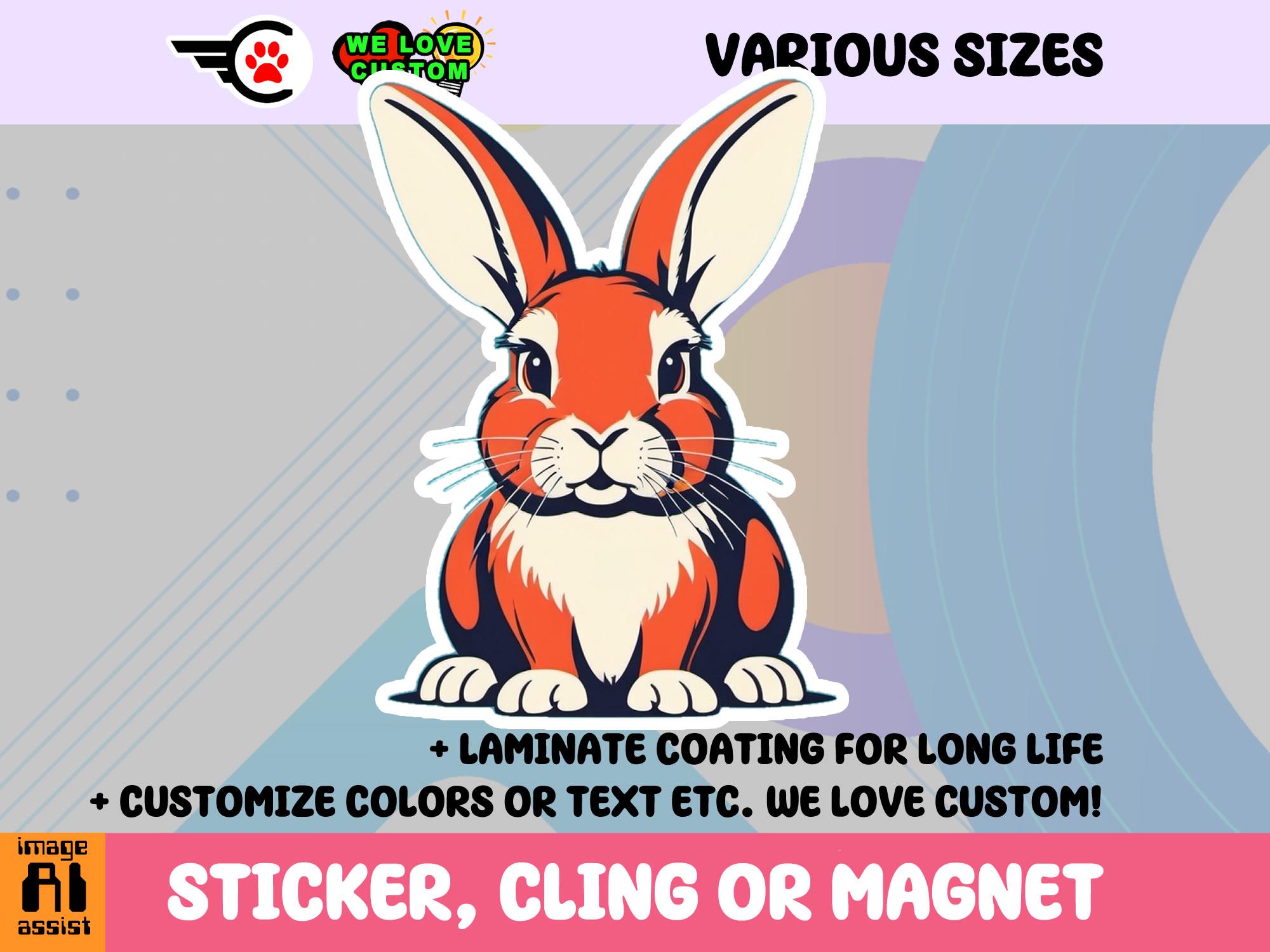 Rabbit Sticker, Magnet or Window Cling in Various Sizes