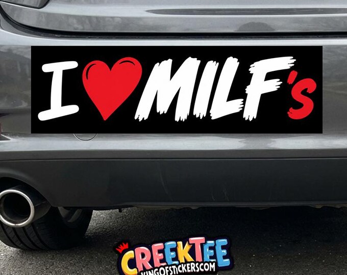 I Love Milf's Vinyl Sticker, Window Cling or Magnet in UV Laminate Coating