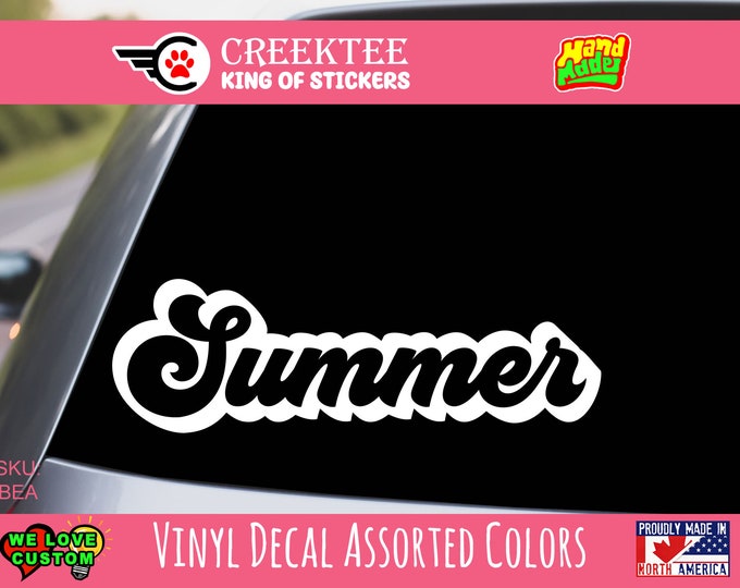 Summer Retro Vinyl Decal Various Sizes and Colors Die Cut Vinyl Decal also in Cool Chrome Colors!