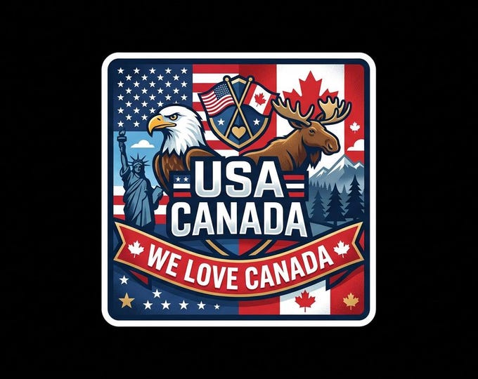 We Love Canada Bumper Sticker, Magnet, Vinyl Sticker or Window Cling, UV Laminate Coating