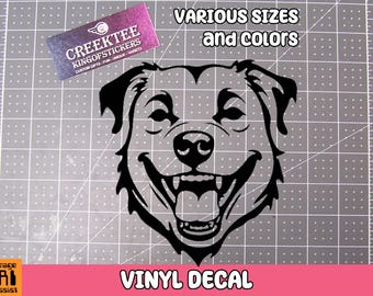 Dog Face Outline Vinyl Decal Various Sizes and Colors Die Cut Vinyl Decal also in Cool Chrome Colors