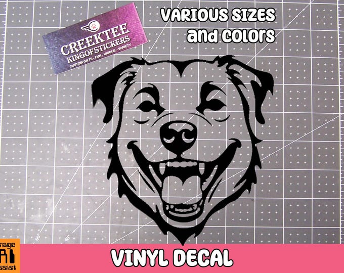 Dog Face Outline Vinyl Decal Various Sizes and Colors Die Cut Vinyl Decal also in Cool Chrome Colors