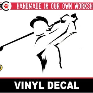 Female Golfer Vinyl Decal Various Sizes and Colors Die Cut Vinyl Decal also in Cool Chrome Colors