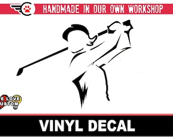 Female Golfer Vinyl Decal Various Sizes and Colors Die Cut Vinyl Decal also in Cool Chrome Colors