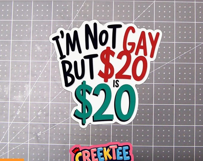 I'm Not Gay But 20 is 20 Vinyl Sticker or  Magnet in UV Laminate Coating