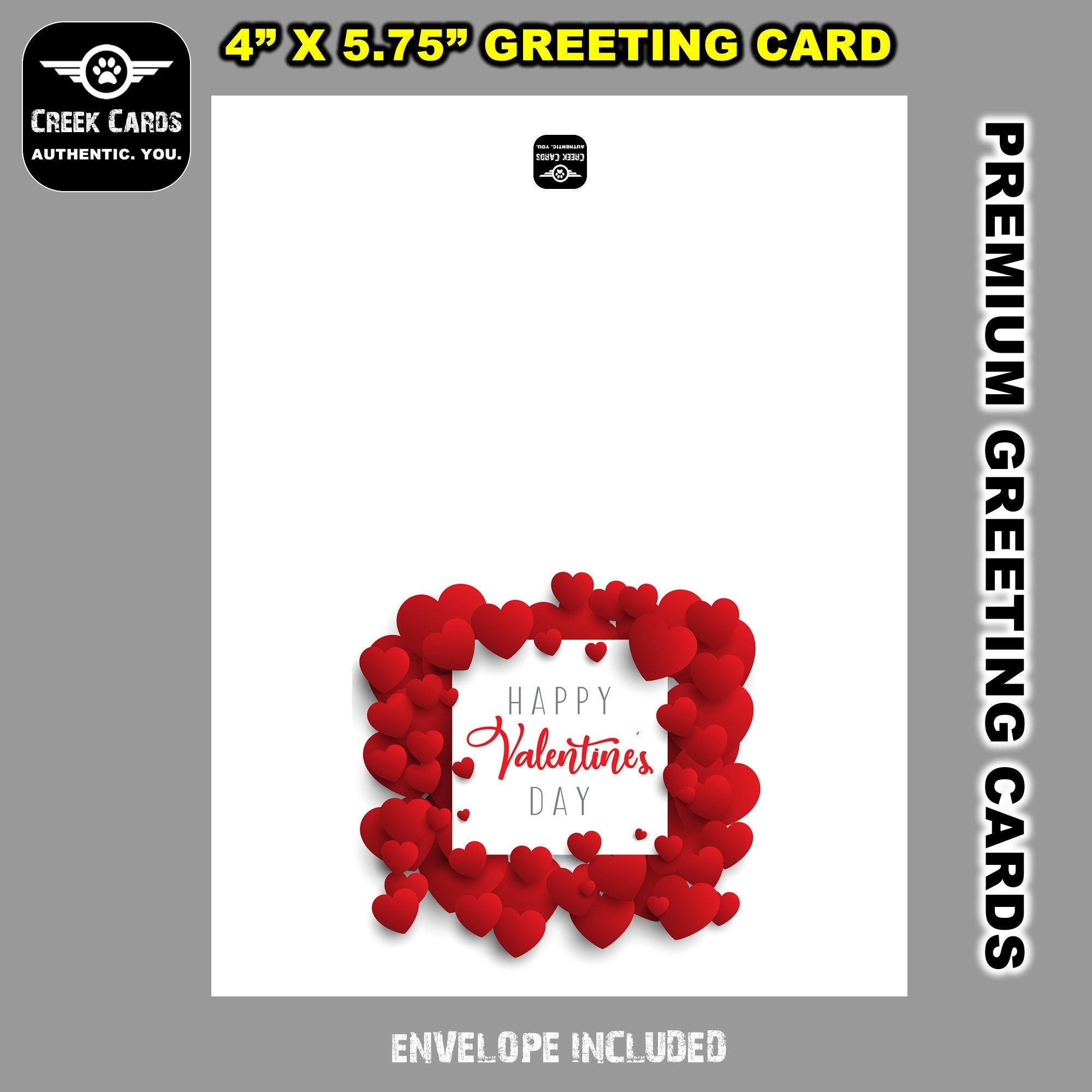 Valentines Day Premium Greeting Card Triple Layer with Laminate Coating. 5.25-5.5 inches high by 4-4.25 inches wide Valentines Day Premium Greeting Card Triple Layer with Laminate Coating. 5.25-5.5 inches high by 4-4.25 inches wide