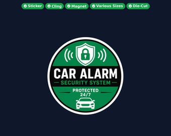 Security System Round Sticker, Magnet, Vinyl Sticker or Window Cling, UV Laminate Coating, laptop, water bottle, or 12x 2 inch round qty's