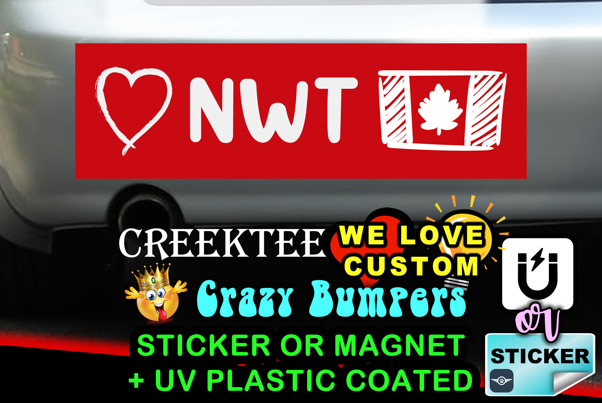 Love Northwest Territories Canada Bumper Sticker or Magnet in new sizes, 4