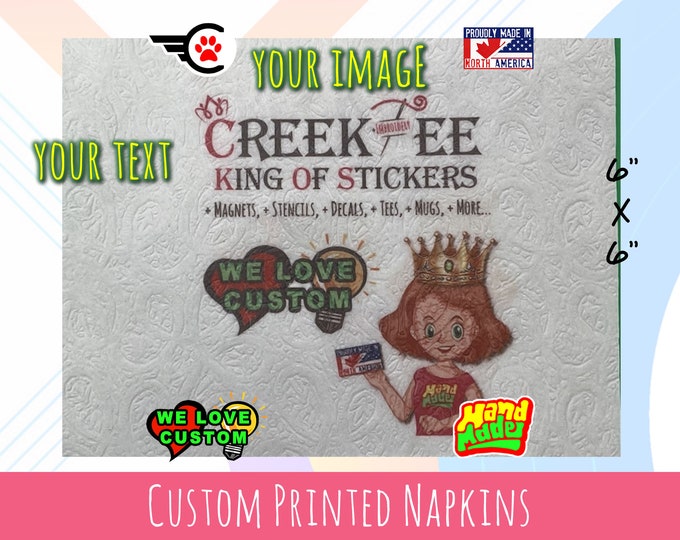 8X Custom Full Color Disposable Napkins | Custom Logo Napkins | Custom Photo Napkins | Full Color Napkins 6"x6" Disposable Napkins - Photo +