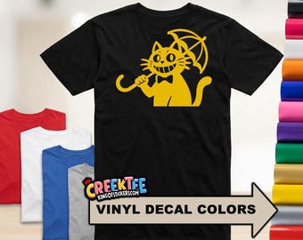 Top Cat with Umbrella Fun HTV Vinyl Print Tees Assorted Colors and Sizes