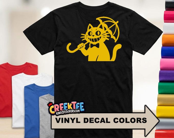 Top Cat with Umbrella Fun HTV Vinyl Print Tees Assorted Colors and Sizes