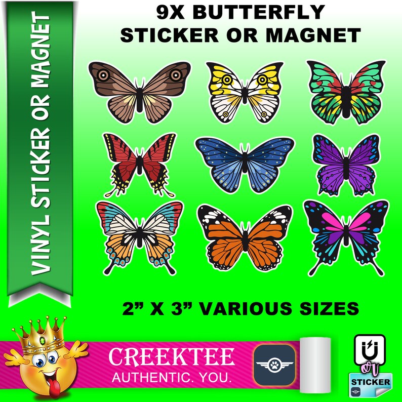9X Butterfly Stickers or Vinyl Sticker Laminate UV Etsy