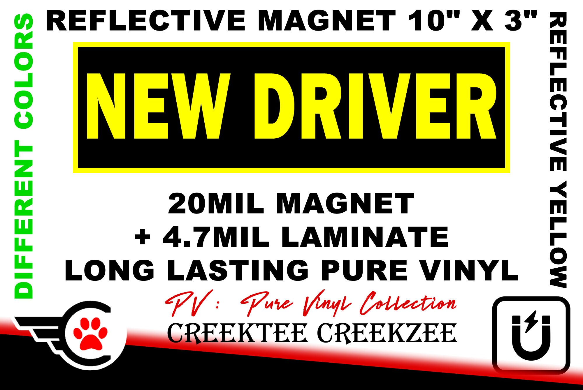Reflective New Driver Pure Vinyl 10