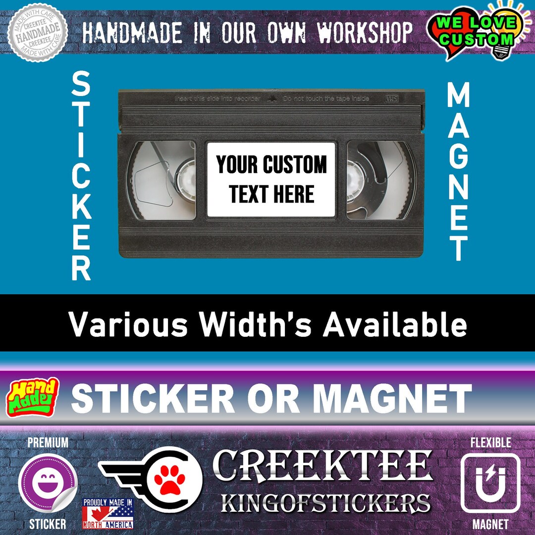 Sticker or of a VHS Tape With Personalized Text in Center photo