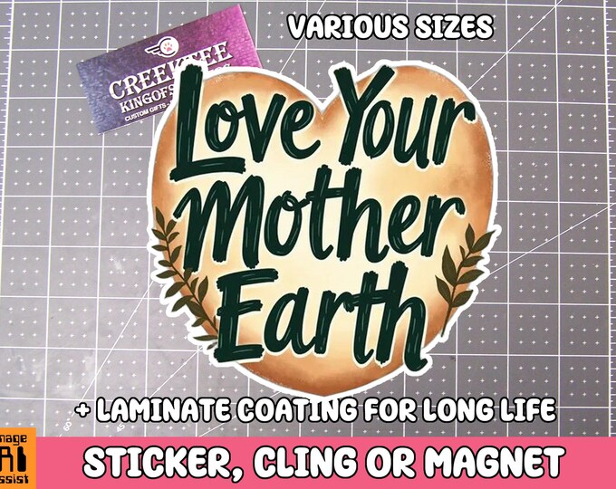 Love Your Mother Earth Vinyl Sticker, Window Cling or Magnet in UV Laminate Coating