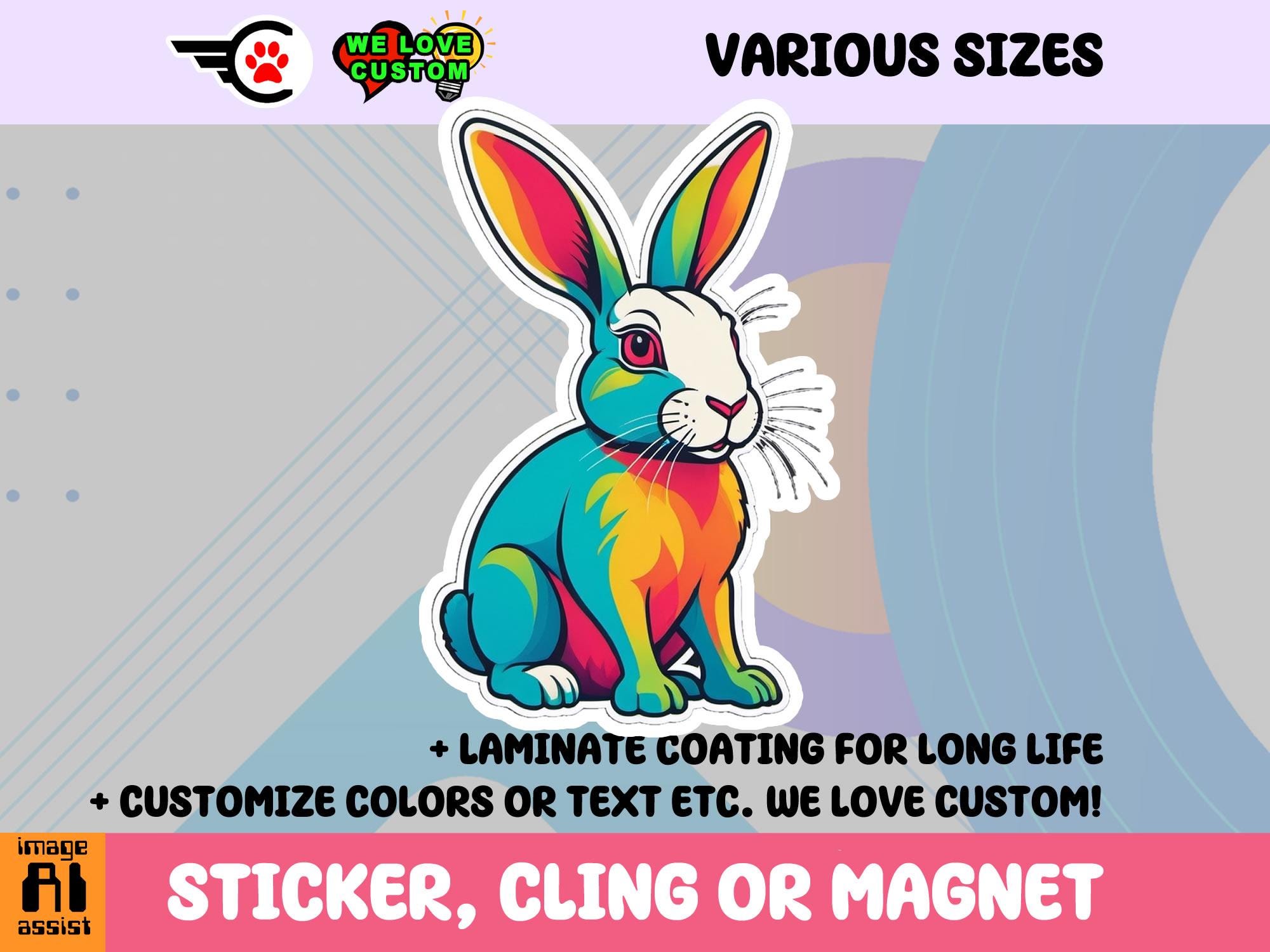 Rabbit Sticker, Magnet or Window Cling in Various Sizes
