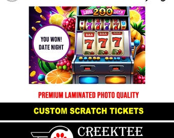 Custom Faux Scratch Tickets Novelty, Laminate Coating, Scratch Off Top, Customize The Text and Message