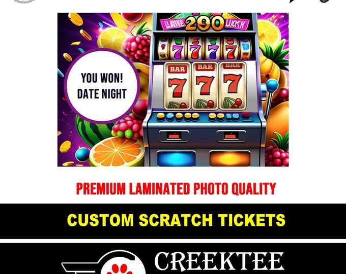 Custom Faux Scratch Tickets Novelty, Laminate Coating, Scratch Off Top, Customize The Text and Message