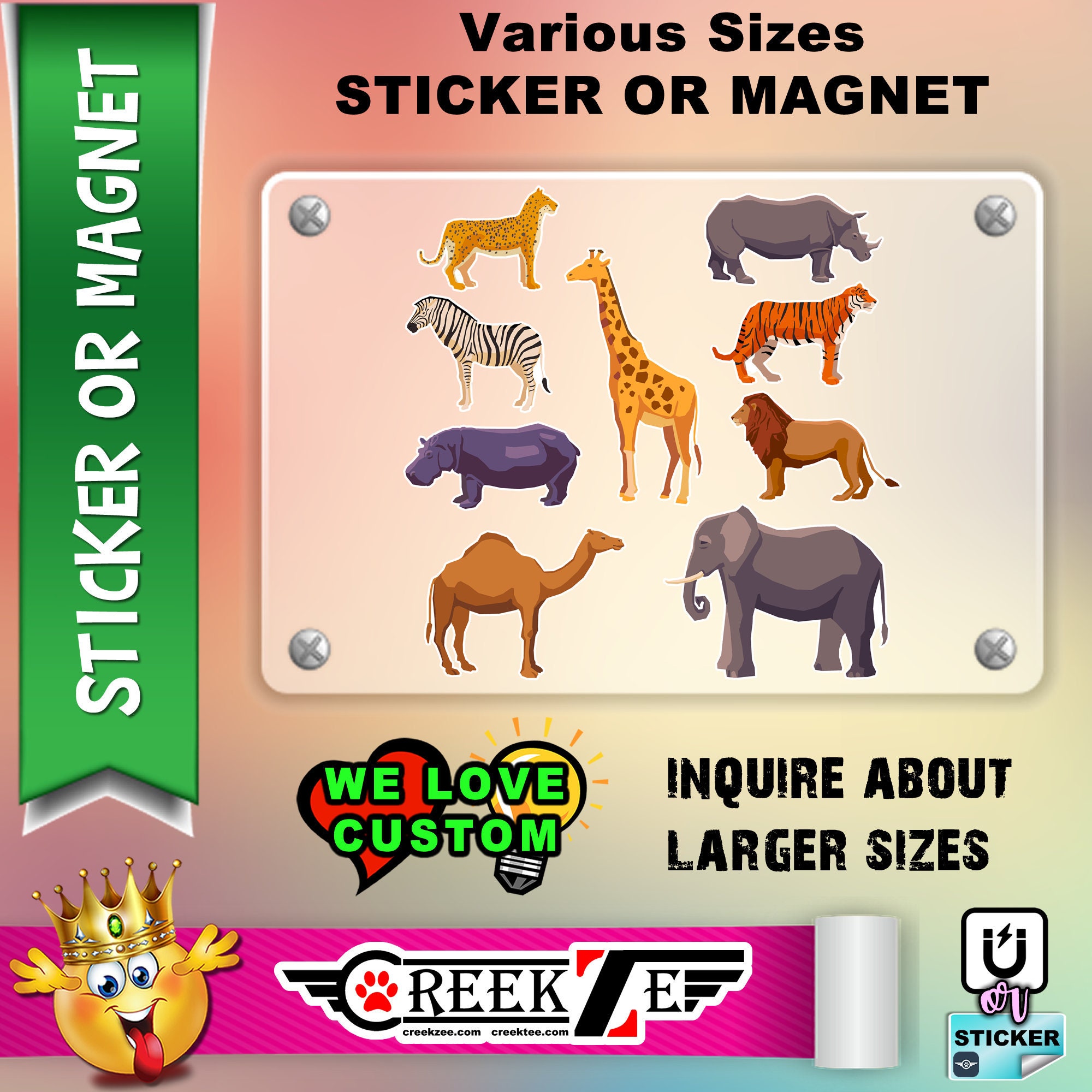 Buy 9 Wild Animals Stickers in Standard Photo or Vinyl Print Online in India - Etsy Buy 9 Wild Animals Stickers in Standard Photo or Vinyl Print Online in India - Etsy