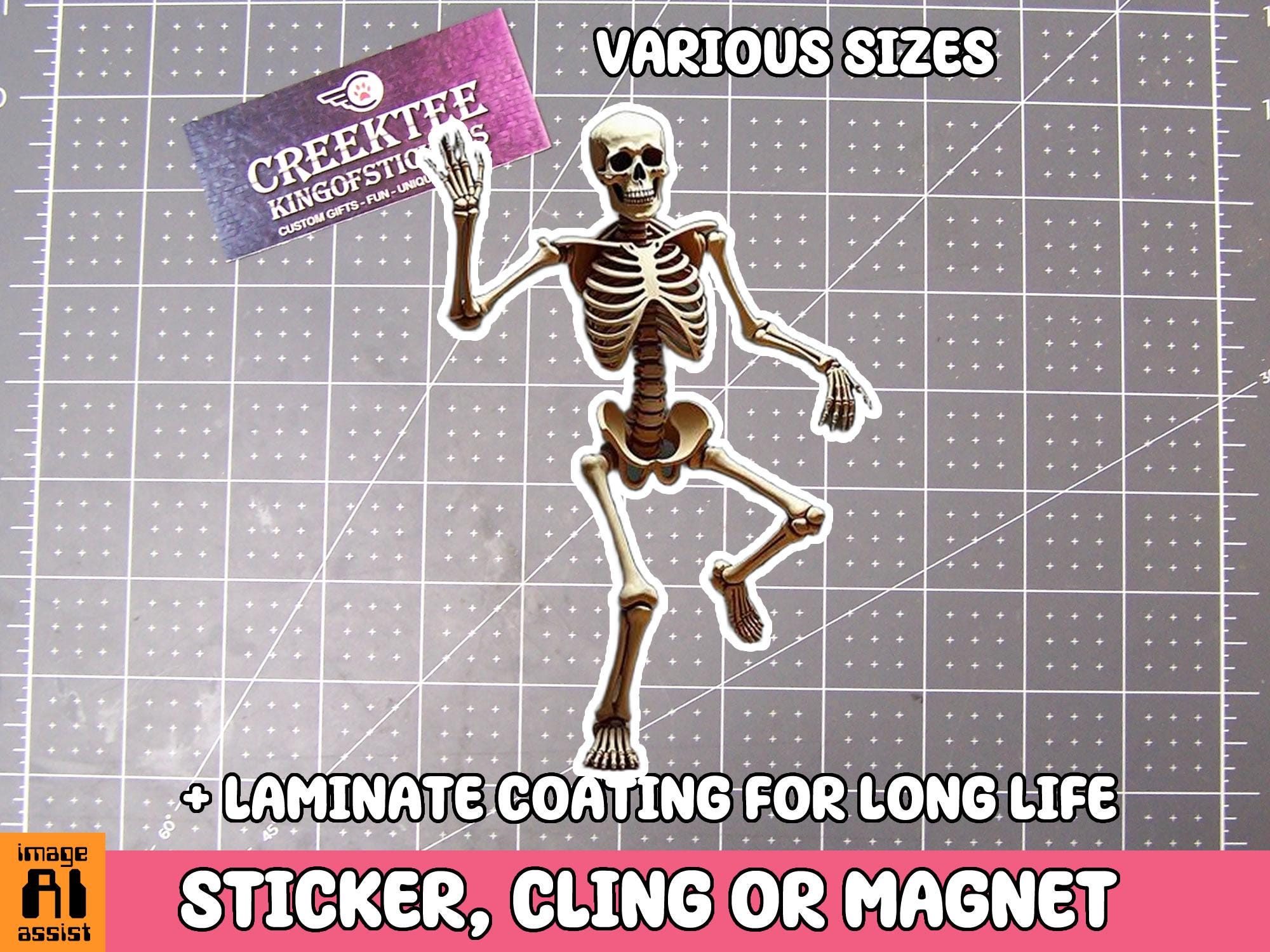 Skeleton Sticker Dancing Skeleton Magnet, dance macabre  Vinyl Sticker, Magnet or Cling in Various Sizes, skull drawing, laptop sticker
