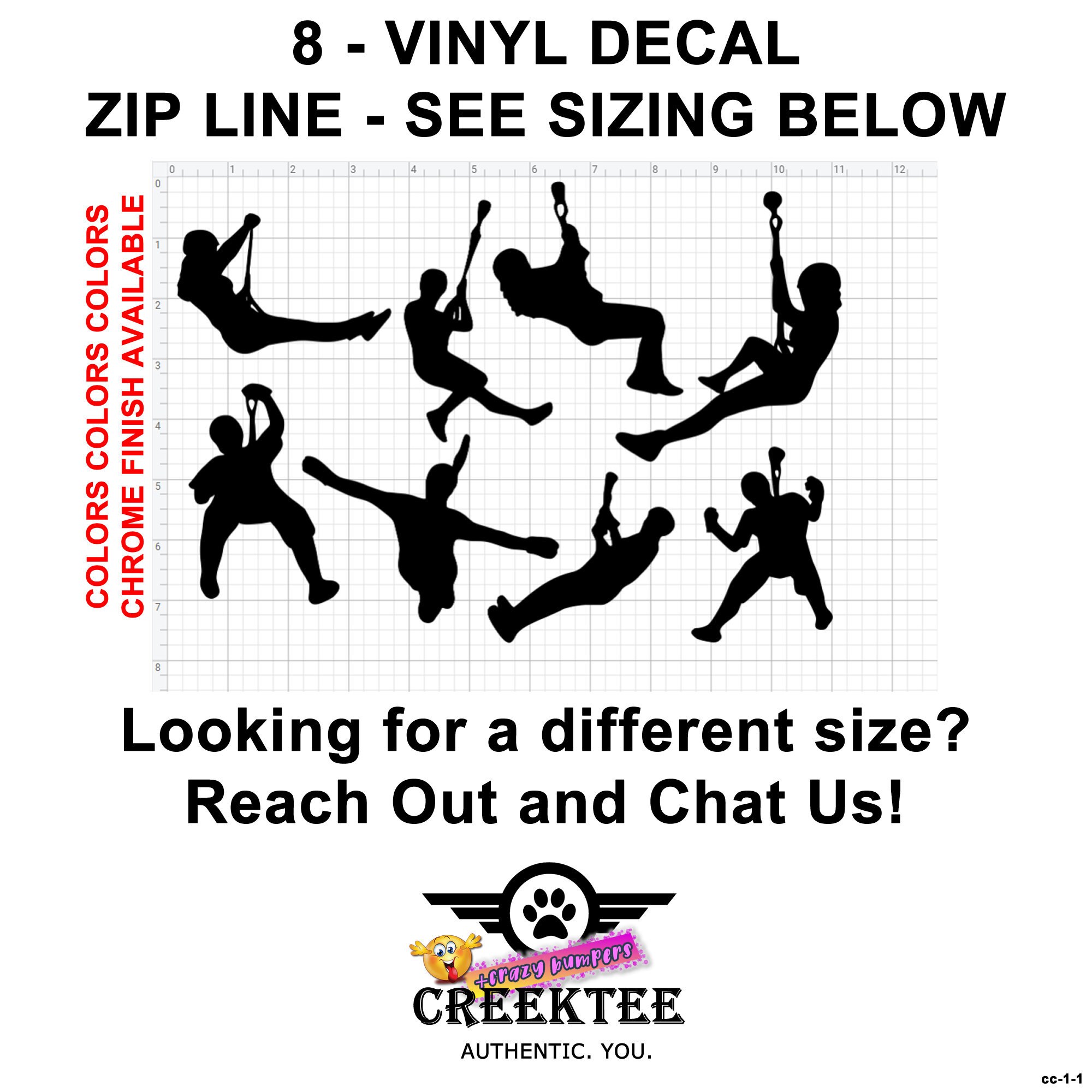 8 Zip line Vinyl Decals see image for sizing also various sizes and colors - colours 8 Zip line Vinyl Decals see image for sizing also various sizes and colors - colours
