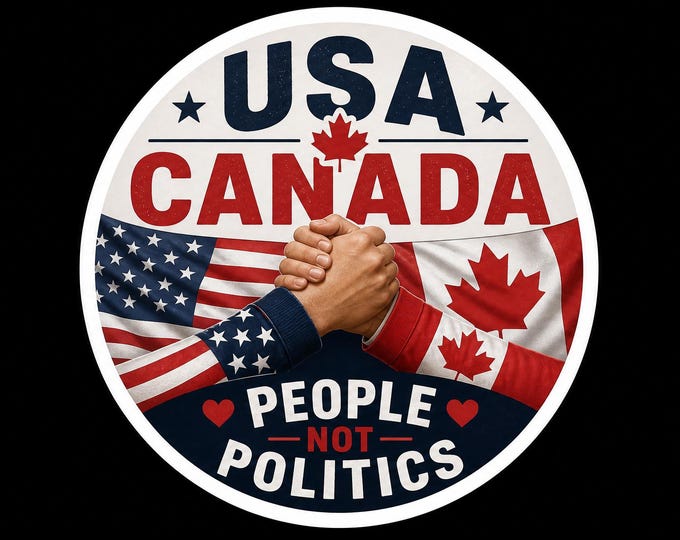 USA Canada People Not Politics Bumper Sticker, Magnet, Vinyl Sticker or Window Cling, UV Laminate Coating, laptop, water bottle