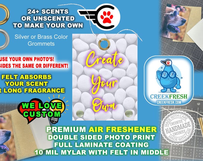 Premium Custom Air Freshener Full Color Photo Print with Felt middle for fragrance absorption -Scented or un-Scented - Double Sided
