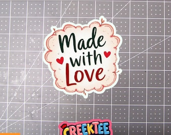 Made With Love Vinyl Sticker, Window Cling or Magnet in UV Laminate Coating