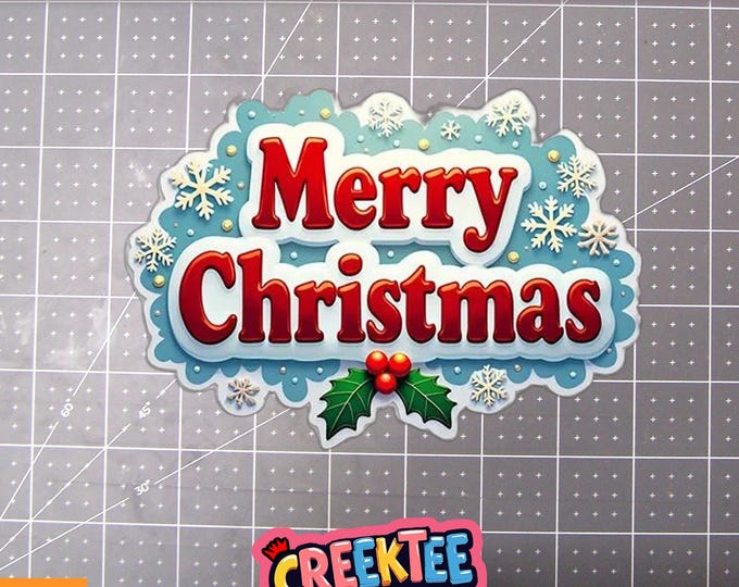 Merry Christmas Vinyl Sticker, Window Cling or Magnet in UV Laminate Coating