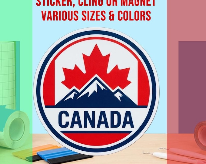 Canada Round Bumper Sticker, Magnet, Vinyl Sticker or Window Cling, UV Laminate Coating, laptop, water bottle