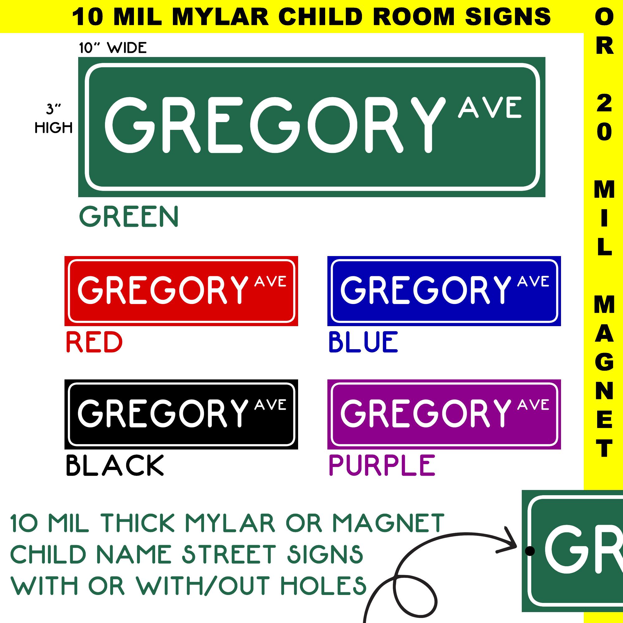 2x Custom Mylar Street Sign Vinyl With Laminate Customizable, Colors or Text, With Or Without Grommet Holes, Various widths. or 2x MAGNETS