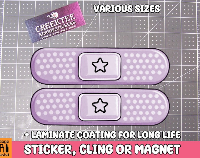 2x Bandage Vinyl Bumper Sticker or Bumper Sticker Magnet in UV Laminate Coating