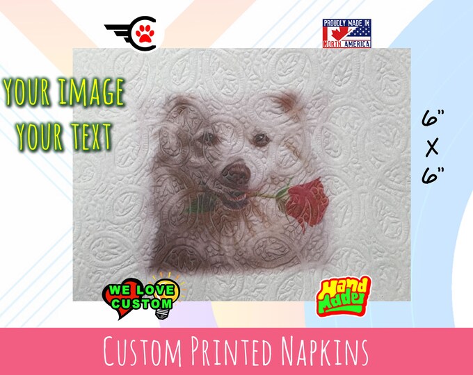 8X Custom Full Color Disposable Napkins | Custom Logo Napkins | Custom Photo Napkins | Full Color Napkins 6"x6" Disposable Napkins - Photo +