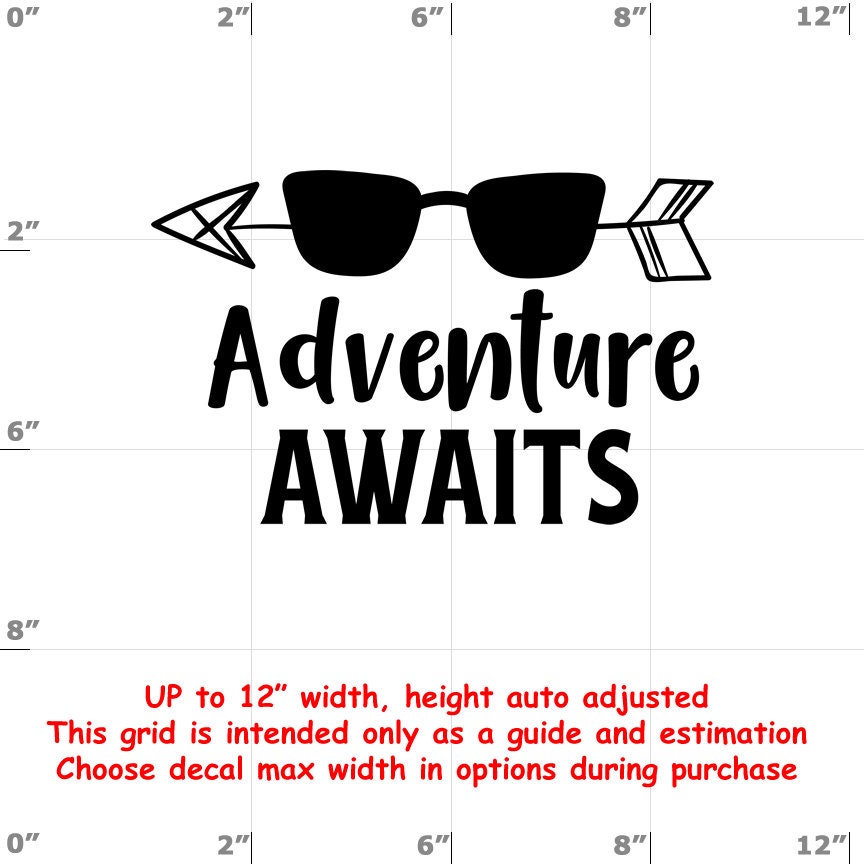 Adventure Awaits - Fun Decals various sizes and colors - colours Adventure Awaits - Fun Decals various sizes and colors - colours