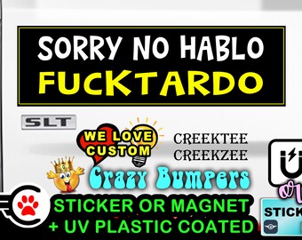 2 Pack 'Sorry No Hablo Tardo' Reflective Vinyl Magnet Signs - 4x6 Inch, Waterproof For Car Bumper Or Laptop