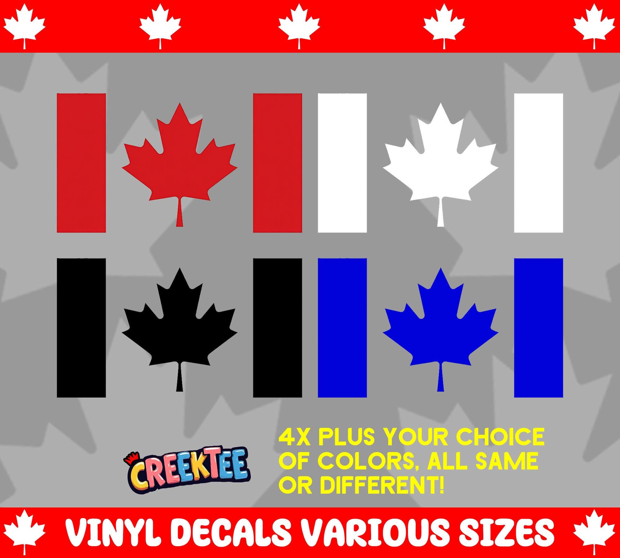 4X Canada Vinyl Color Decals or in Chrome Various Sizes High Quality, Mix and Match Colors