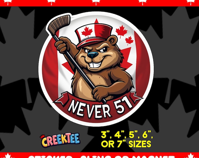 Never 51 Angry Beaver Canada Round Bumper Sticker Magnet, Vinyl Sticker Window Cling, UV Laminate Coating, laptop, water bottle