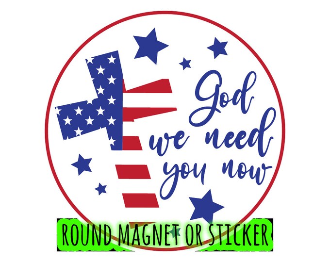 Round USA Theme Car or Door Magnet or Sticker - Door, Fridge, Laptop, etc... 4", 5", 6", 7", 8, 9" 10" large magnet + UV laminate