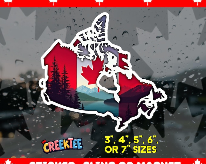 Canada Scenic Maple Leaf Bumper Sticker, Magnet, Vinyl Sticker, Window Cling, UV Laminate, laptop, water bottle