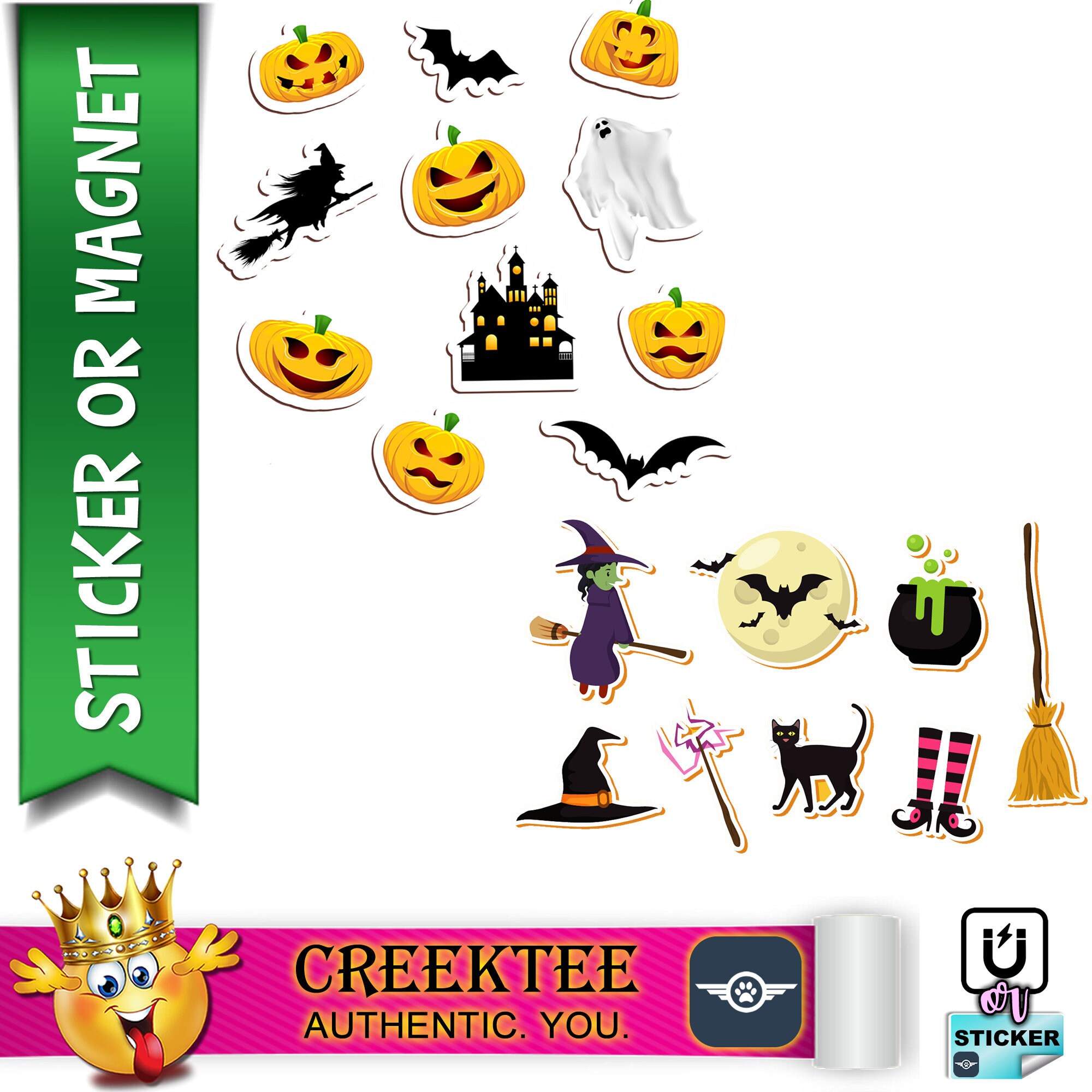 19 Halloween Planner, Laptop, Book stickers in standard, photo or vinyl print materials with laminate or magnet options available.  Premium.