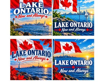 4x Pack, Lake Ontario Bumper Sticker, Magnet, Vinyl Sticker or Magnet in UV Laminate Coating - 4 inch wide