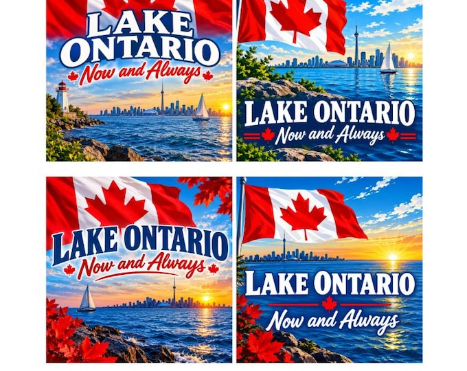 4x Pack, Lake Ontario Bumper Sticker, Magnet, Vinyl Sticker or Magnet in UV Laminate Coating - 4 inch wide