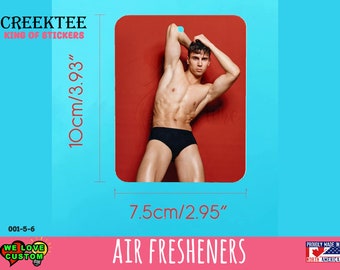 Guy in swimsuit Air Freshener Felt - Custom Print Personalized Car Air Freshener - Scented or un-Scented Photo On Both Sides 3.98 x 2.99 in.