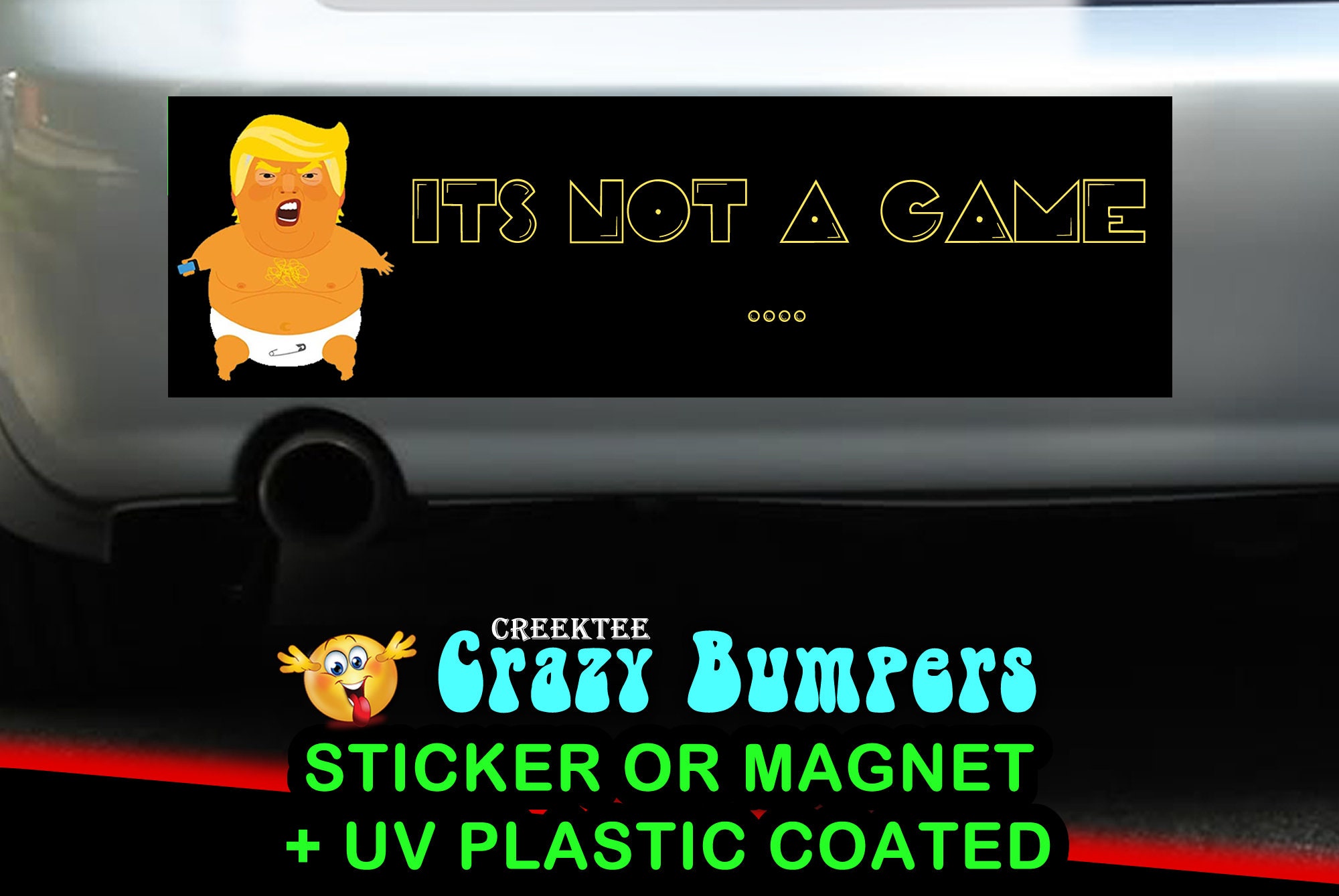 It's Not A Game Trump icon Up 10 x 3 Bumper Sticker - Custom changes and orders welcomed! It's Not A Game Trump icon Up 10 x 3 Bumper Sticker - Custom changes and orders welcomed!