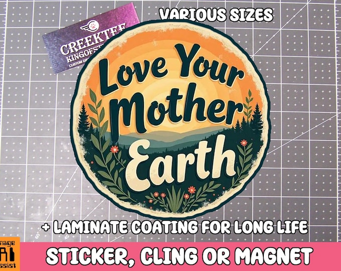 Love Your Mother Earth Vinyl Sticker, Window Cling or Magnet in UV Laminate Coating
