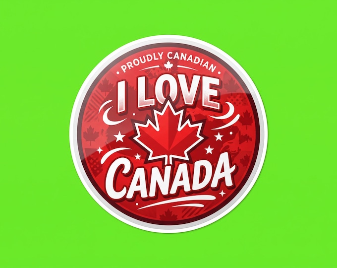 I Love Canada Bumper Sticker, Magnet, Vinyl Sticker or Window Cling, UV Laminate Coating