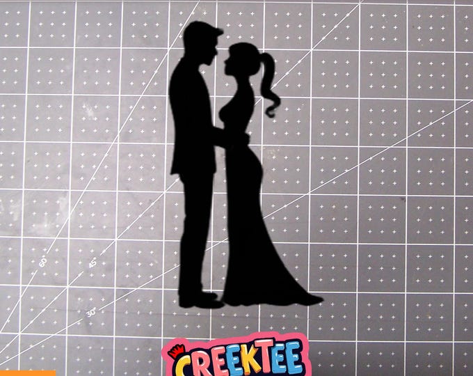 Couple Outline Vinyl Decal Various Sizes and Colors Die Cut Vinyl Decal also in Cool Chrome Colors