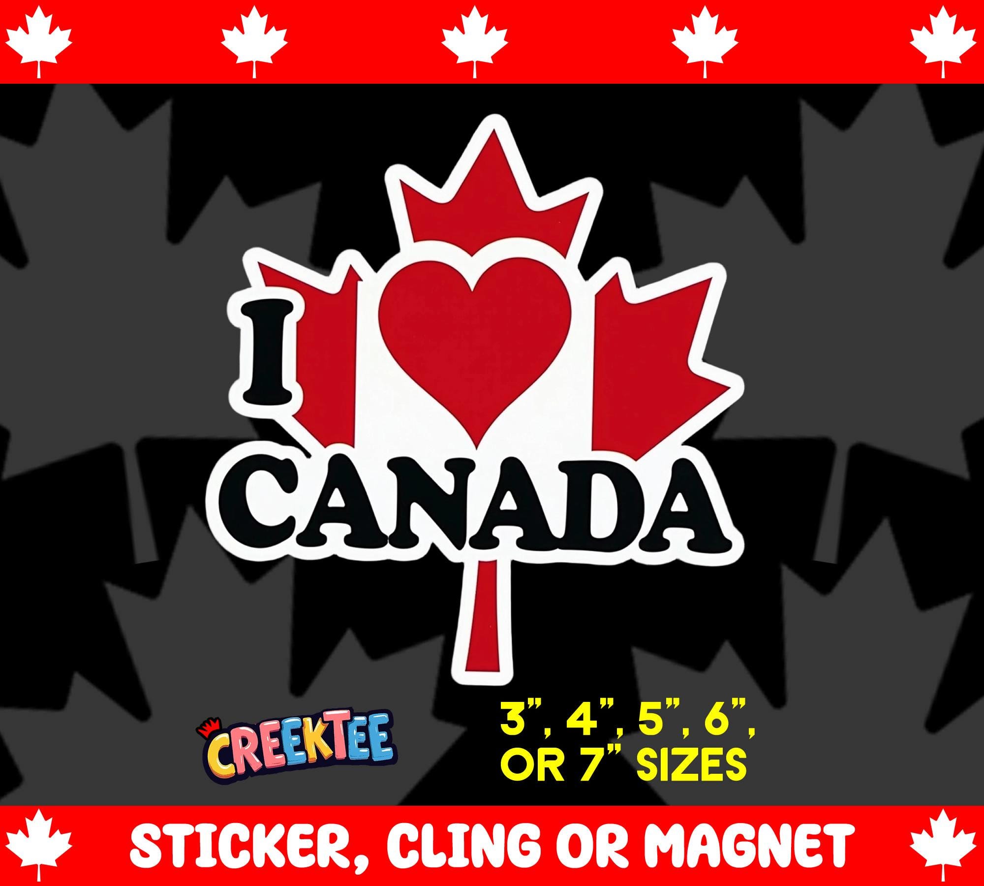 I Love Canada Vinyl Sticker, Window Cling or Magnet in UV Laminate Coating