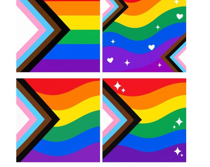 4x Pack, Pride Square Bumper Sticker, Magnet, Vinyl Sticker or Magnet in UV Laminate Coating - 4 inch wide
