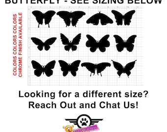 12x Butterfly Vinyl Decals Various Sizes and Colors Die Cut Vinyl Decal also in Cool Chrome Colors